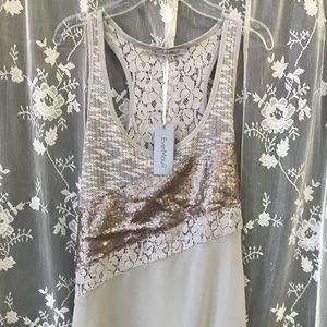 EVERMOUR SEQUIN LACE TANK TOP PARTY SHIRT SMALL